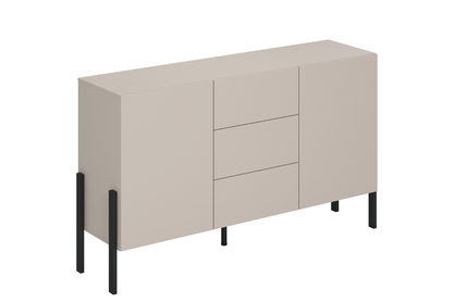 Dvojdverová komoda Jukon 154 cm so zásuvkami - kašmír / čierne nohy