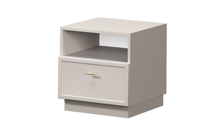 Nočný stolík Lorini so zásuvkou 45 cm - kašmír / zlatá úchytka T-bar