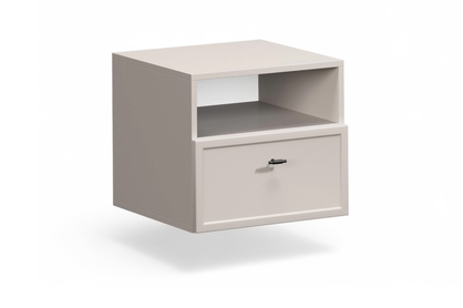 Závesný nočný stolík Lorini so zásuvkou 45 cm - kašmír / čierna úchytka T-bar