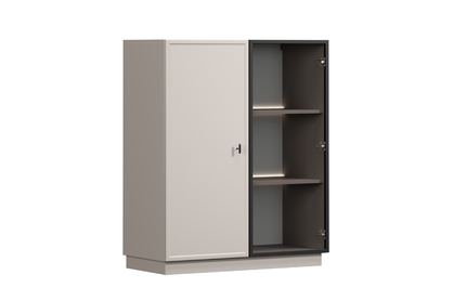 Vitrína Lorini 100 cm na sokli - kašmírová / čierna úchytka T