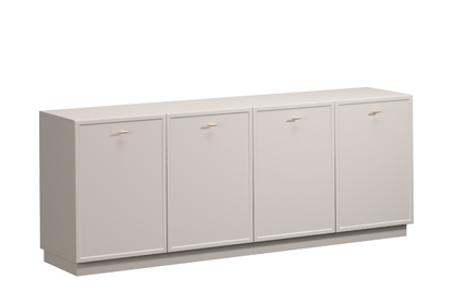 Komoda Lorini 200 cm štvordverová - kašmír / zlaté úchytky T-bar