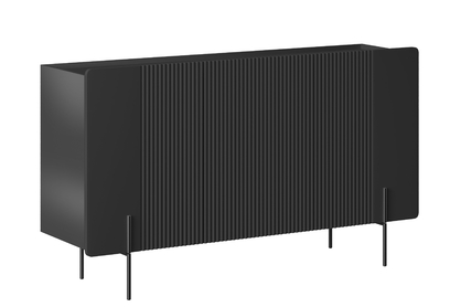 Komoda Malmi 150 cm třídveřová - černý mat / černé nohy