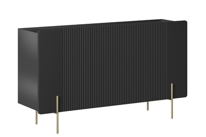 Komoda Malmi 150 cm trojdverová - čierny mat / zlaté nohy
