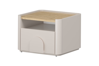 Nočný stolík Amilio 50 cm so zásuvkou - kašmír / olejovaný dub / úchytky kašmír