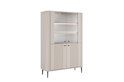 Vitrína Vesper 103 cm štvordverová - kašmír / čierne nohy