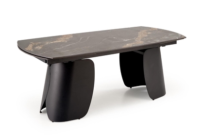 Rozkladací stôl Tenebra 180-260x90 cm - čierny mramor / čierna