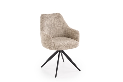 Otočná čalúnená stolička Volaro - béžová látka / čierne nohy
