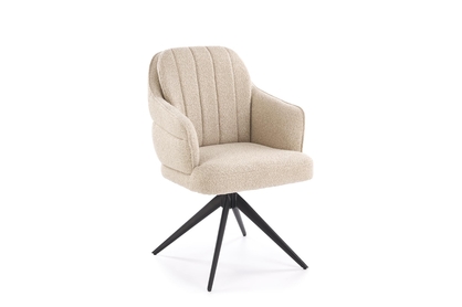 Čalúnená otočná stolička Embla - béžová / čierne nohy