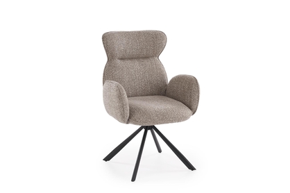 Čalúnená otočná stolička Sofel - béžová / čierne nohy