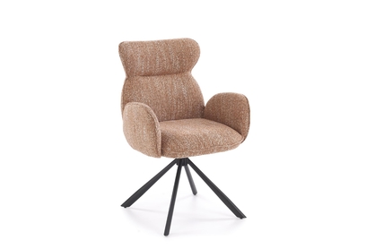 Čalúnená otočná stolička Sofel - škoricová / čierne nohy