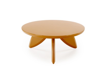 Kulatý konferenční stolek Soraya 80 cm – hořčicová