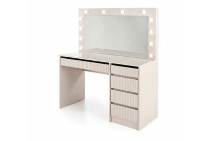 Toaletný stolík Velinio 120 cm s LED zrkadlom – kašmírová