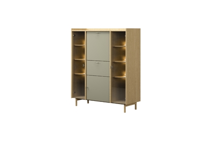 Domáci bar Sumira do obývacej izby 125 cm - eukaliptus / Dub baltic dune / Rošt Drevené - Výpredaj expozície