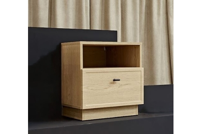 Nočný Stolík Lorini z szuflada 45 cm - Dub cremona / Čierny Úchytka T-bar - Výpredaj expozície
