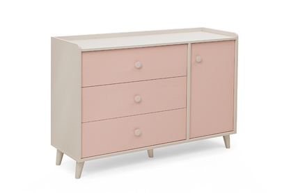 Dětská komoda Marla se zásuvkami 120 cm - pouštní písek / růžová