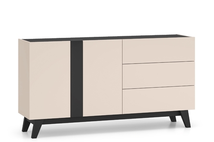 Komoda Salio 160 cm dvojdverová so zásuvkami - kašmír / čierna