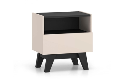 Nočný stolík Salio 50 cm so zásuvkami - kašmírová / čierna