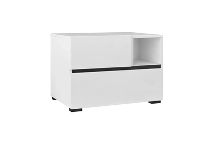 Nočný stolík Cross 55 cm so zásuvkami - biela / čierna