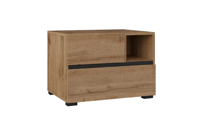 Nočný stolík Cross 55 cm so zásuvkami - dub wotan / čierna