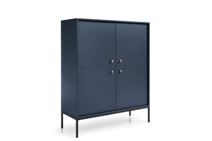 Členitá komoda Eladia 104 cm so štyrmi dverami - granátová