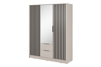 skříň z zrcadlem Neria 155 cm - kašmír / černá