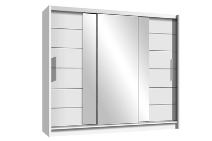 Skříň s posuvnými dveřmi se zrcadlem Lisabon II 250 cm - Bílá