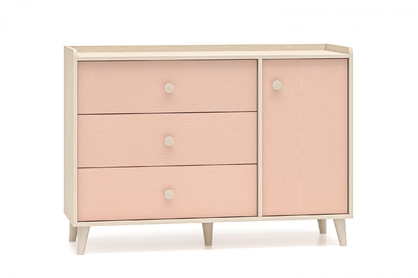 Komoda dziecieca Marla 120 cm se zásuvkami - piasek pustyni / Růžová / millenial pink - Omezená nabídka z expozice