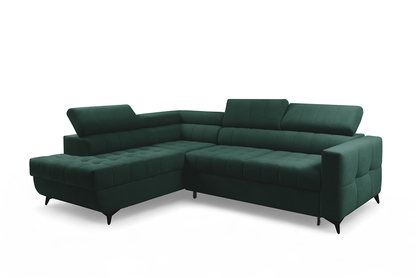 Rohová sedačka Nardo L s rozkladom ľavostranná - zelený zamat Bluvel 78