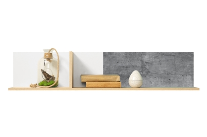 Step ST9 fali polc 120 cm - bézs tölgy / fényes fehér / beton szürke