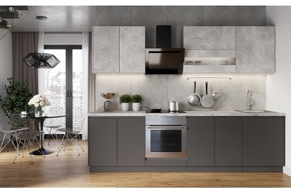 Kuchynská zostava Campari 280 cm – sivá lava / svetlý betón atelier