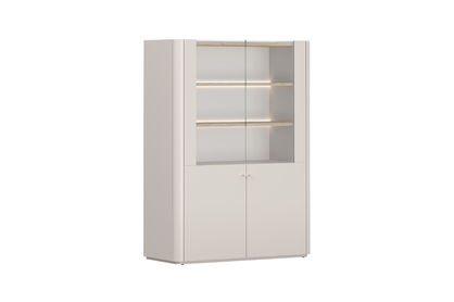 Vitrína Elivo 100 cm dvojdverová - kašmír / olejovaný dub