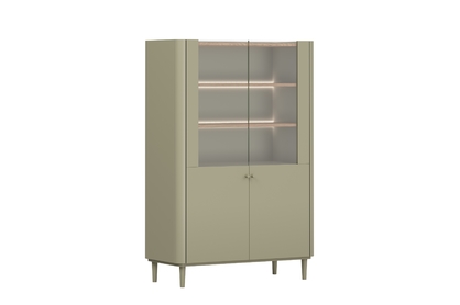 Vitrína Elivo 100 cm dvojdverová na nožičkách - eukalyptus / dub baltic dune