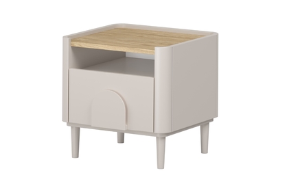 Nočný stolík Amilio 50 cm so zásuvkou - kašmír / olejovaný dub / úchytky kašmír