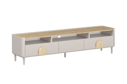 TV stolík Amilio 200 cm na nožičkách - kašmírová / dub olejovaný / dub svetlý