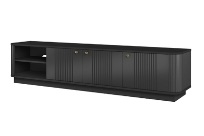 TV stolík Vesper 187 cm 3D - čierny / zlaté úchyty