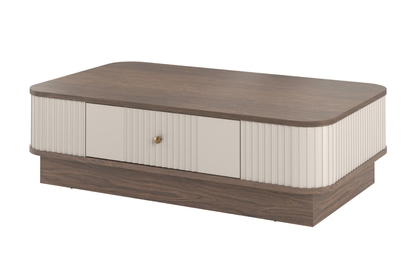 Konferenčný stolík Vespera 103x60 cm na sokli - kašmírová / orech / zlatá