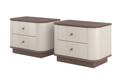 Sada nočných stolíkov Vespera 56 cm na sokli - kašmírová / orech / zlatá