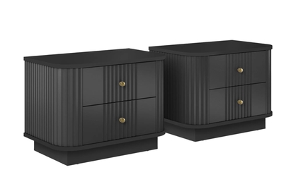 Sada nočních stolků Vesper 56 cm - černá / zlaté úchytky