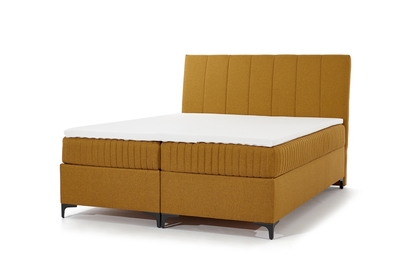 Postel boxspring Atero 160x200 s úložním prostorem - musztardowa plecionka 160x200