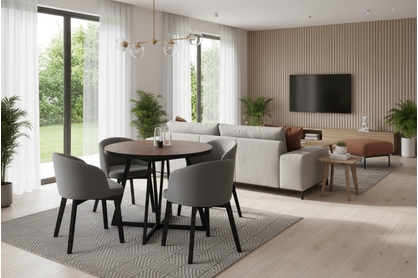 Rozkládací stůl Cedrus Rozeta 105/160 cm a 4 židle Nerevio - dub estana černý / šedý