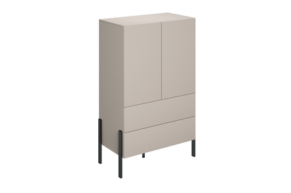 Komoda dvoudveřová Jukon 90 cm - bílý mat / kovové nohy
