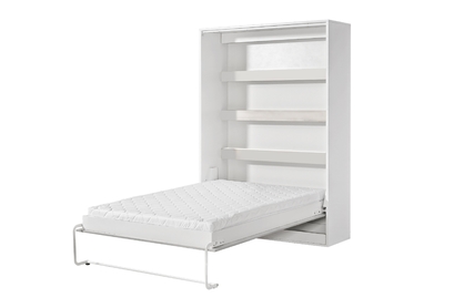 Vertikálna sklápacia posteľ Lomaro 140x200 - biela / čierny úchyt