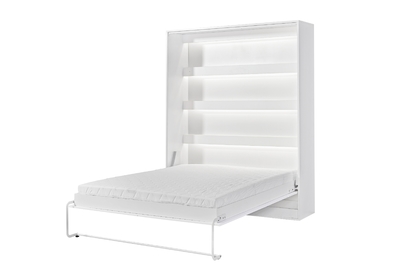 Vertikálna sklápacia posteľ Lomaro 160x200 - biela / čierny úchyt