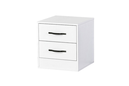 Nočný stolík Lomaro 50 cm so zásuvkami - biela / čierny úchyt