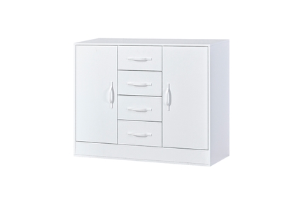 Komoda Lomaro 120 cm dvojdverová so zásuvkami - biela / biely úchyt