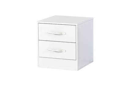 Nočný stolík Lomaro 50 cm so zásuvkami - biela / biely úchyt