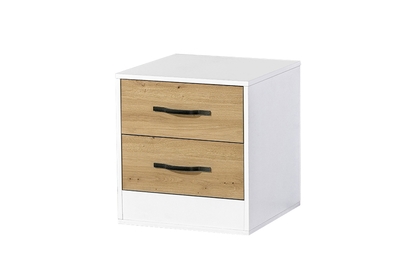 Nočný stolík Lomaro 50 cm so zásuvkami - dub artisan / čierny úchyt