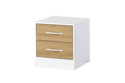 Nočný stolík Lomaro 50 cm so zásuvkami - dub artisan / biely úchyt