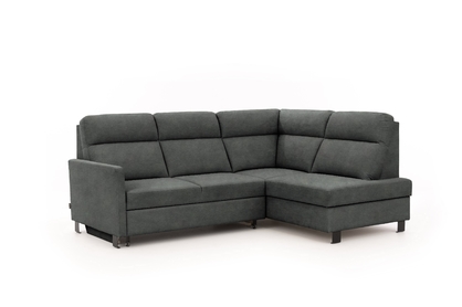 Rohová pohovka Gespano L pravostranná s úzkou područkou - grafitový snadno čistitelný samet Zetta 305