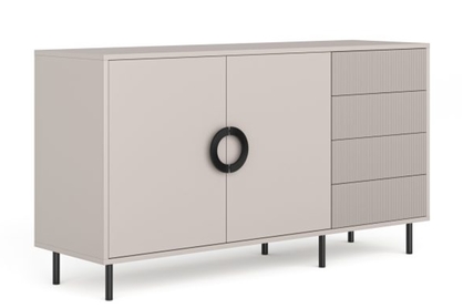 Komoda Nubo 150 cm dvojdverová so zásuvkami - kašmír / čierna